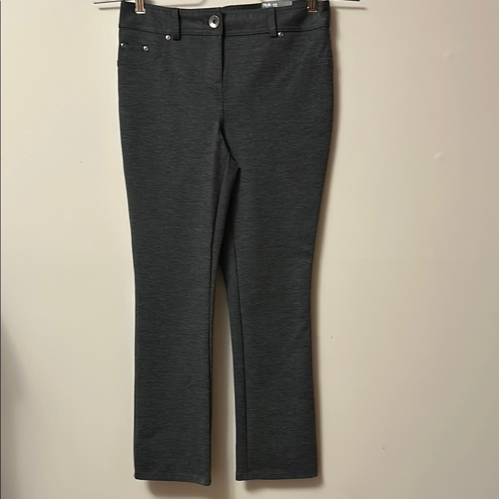 Style Co. petite grey tummy control boot cut stretch pants size 8 new with tags
